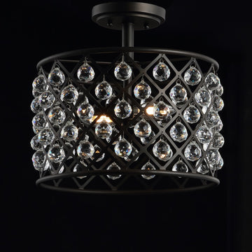 Gabrielle 14.5" Crystal/Metal LED Semi Flush Mount - JONATHAN Y
